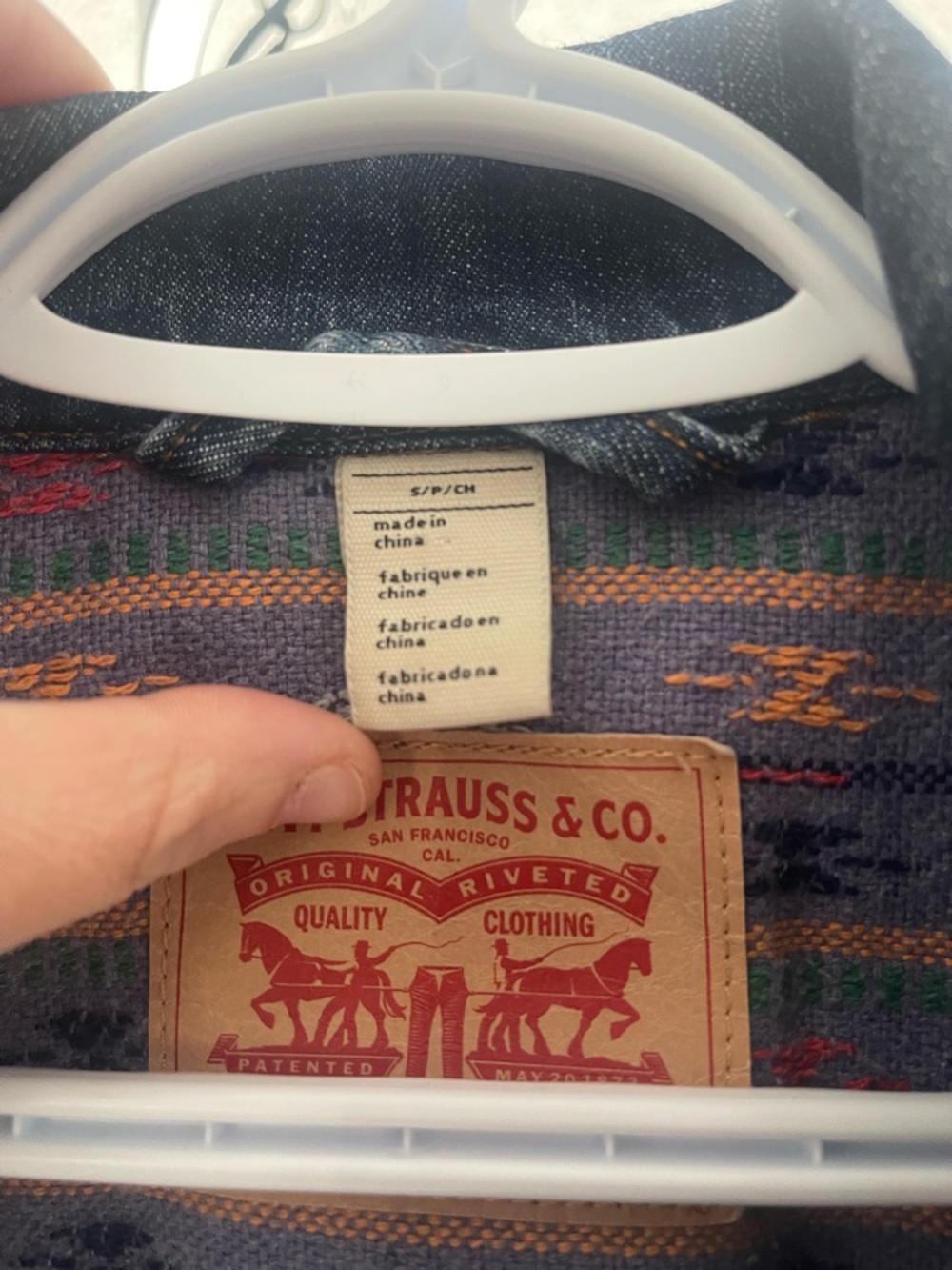 Levi's Blue Denim Jacket with Brown Leather Patch